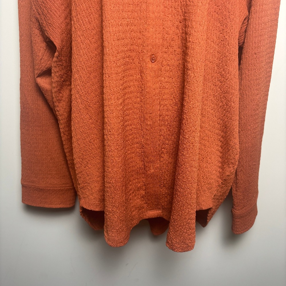 Fashion Nova Orange Oversized Long Sleeve Tunic Button Shirt Shorts Set Women XL - Picture 3 of 11